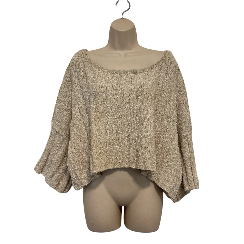 NWOT Free People XS Good Day Cropped Pullover Scoop Neck Knit Sweater Oversized - Picture 4 of 12